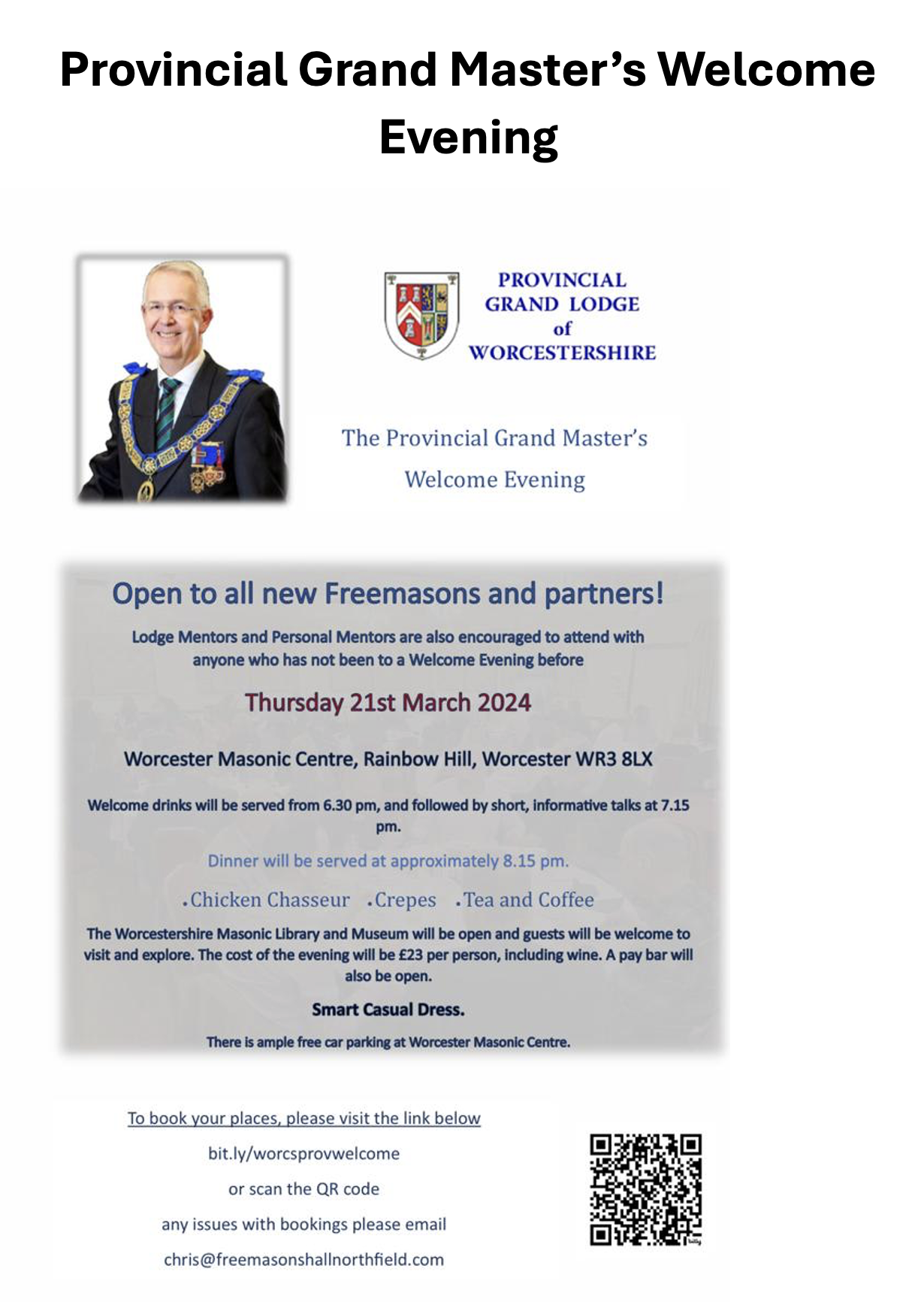 Provincial Grand Master’s Welcome Evening